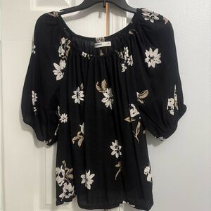 Sonoma Black Floral Blouse